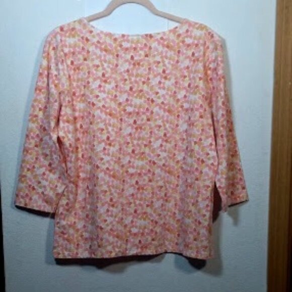 Talbots knit 3/4 sleeve fuchsia Top with Hearts Size L - Picture 6 of 13